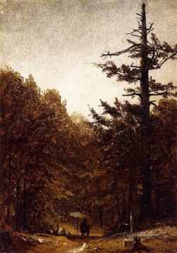  Forest Oil Painting - A Forest Road scenery Sanford Robinson Gifford